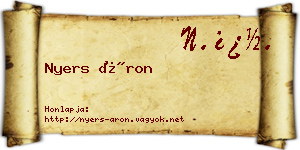 Nyers Áron névjegykártya